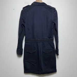 Isabel Marant Women Cotton Denim Dress 2 Navy Blue Military Utility Mini Western thumbnail 4