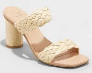 A New Day Tan Raffia Basil Heels | Size 8 thumbnail 1