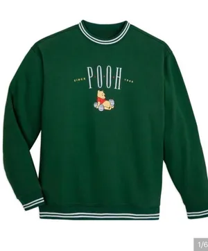 Disney Parks Winnie the Pooh Pullover Sweatshirt Green Size Medium Adult thumbnail 1