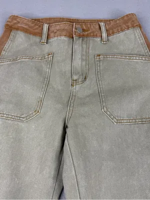 Everyday Chic Take The Streets Pants XS Olive Taupe Colorblock Utility NWT thumbnail 2