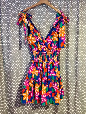 Peach Love CA | Bright Floral Dress, Small thumbnail 6
