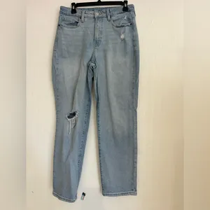 Old Navy Light Blue High Rise Distressed Jeans thumbnail 2