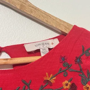 UMGEE Red Floral Embroidered Dress Size XL Women’s Boho Babydoll thumbnail 3