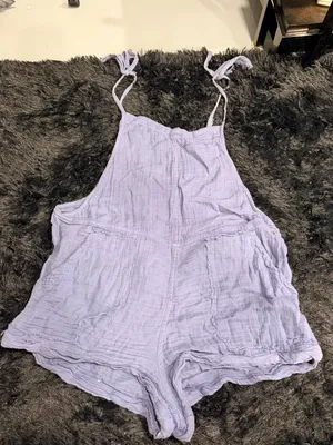 Abercrombie blue Tie-Shoulder Gauze Romper thumbnail 1