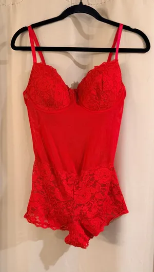 Rampage Red Lace Chemise Bodysuit thumbnail 1
