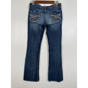 BKE Sabrina Bootcut Jeans Womens 27x33.5 Blue Dark Wash Stretch Distressed Slim thumbnail 2