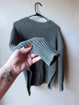 Aerie Sage Green Chunky Knit Oversized Sweater Women’s XS thumbnail 4