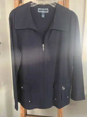 Karen Scott Sport Blue Zip Up Tunic Jacket Size Large thumbnail 1