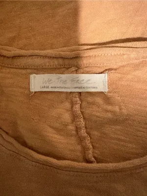 Free People 100% Cotton Cropped Lettuce Hem Tee in Beige thumbnail 4