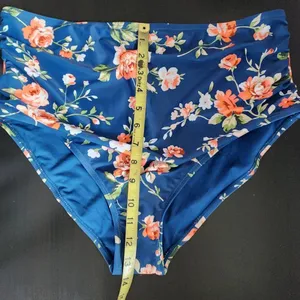 Tempt Me Orange and Blue Floral Bikini with High Waist Bottoms NWT Size XXL thumbnail 7