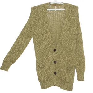Free People Cardigan Sunset Drive Slub Academia Cottage Oversize Olive Large thumbnail 10