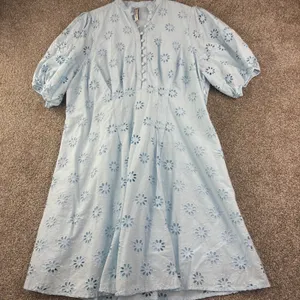 Belle Isle by Torrid Blue Eyelet Cotton Midi Dress Women 14 Cottagecore Romantic thumbnail 1