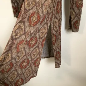 5/$25 Maurices Sz‎ M Southwestern Longline Duster Cardigan in Brown thumbnail 6