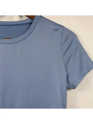 Women’s Light Blue Stretch Short Sleeve Tee Size Large thumbnail 3
