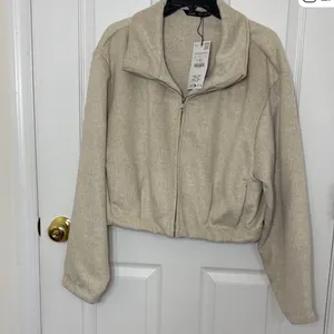 Zara NWT cream soft bomber jacket thumbnail 2