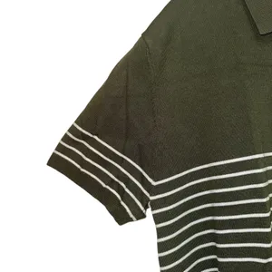 Polo Shirt Large‎ Green White Stripe Knit Casual Short Sleeve Preppy thumbnail 2