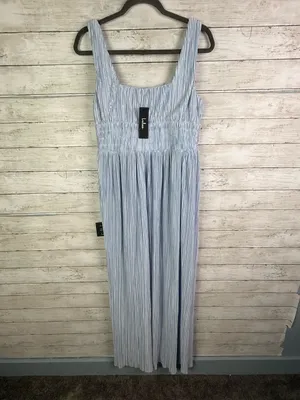Lulus Ameena Light Blue Plisse Square Neck Sash Maxi Dress Size Large thumbnail 6
