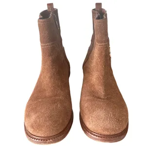 Tory Burch Alaina Suede Pebbled Leather Logo Ankle Booties Cognac Tan 9 thumbnail 2