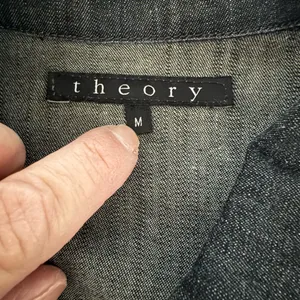 Theory Black Washed Denim Jean Jacket - Classic Button-Front thumbnail 4
