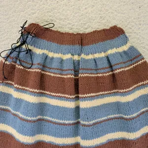 American Vintage True Vintage Handmade Striped Knit A‎ Line Mini Skirt Brown Blue Women's Medium thumbnail 5