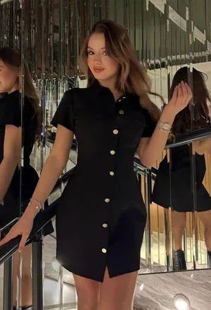 Zara dress Elegant Black Button-Down collared business office casual Dress thumbnail 1