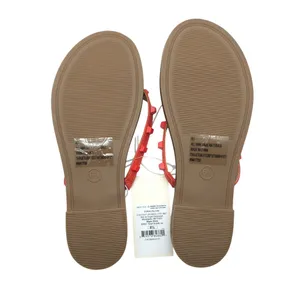 A New Day Womens Sloan Sandals Flip Flops Faux Leather Studded Red Size 6.5 thumbnail 4