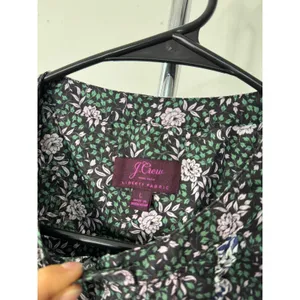 J.Crew Liberty Fabric Blouse Green Floral Ruffle Long Sleeve Cotton Top L thumbnail 2