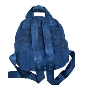 Steve Madden Royal Blue Quilted Nylon‎ Mini Backpack Logo Straps Silver Hardware thumbnail 3