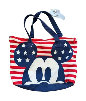 NWT Disney Parks Patriotic Mickey Mouse Blue & Red Tote Bag 12x18.5 thumbnail 1