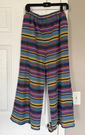 Majorelle Revolve Crochet Striped Flowy Pants Flare Beach Vacation Elastic Waist thumbnail 1