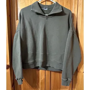 Outdoor Voices‎ Pickup Green Cropped Half-Zip Sweatshirt Large Athleisure thumbnail 5