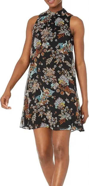 Tommy Hilfiger Floral Trapeze Dress With‎ Black Lining. Size 2 thumbnail 1