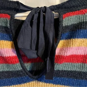 Abercrombie & Fitch Colorful Striped Bow Sweater Size‎ XS Preppy Y2K Rainbow thumbnail 5