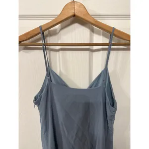Grade & Gather Button Down Spaghetti Strap Midi Dress in Smoky Blue, S thumbnail 9