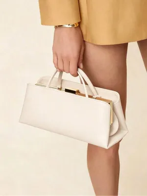 Ivory off white Cream Top Handle purse Bag (2 exchangeable strap lengths) thumbnail 1