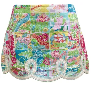 Lilly Pulitzer State of Mind print scalloped hem mini skirt thumbnail 1