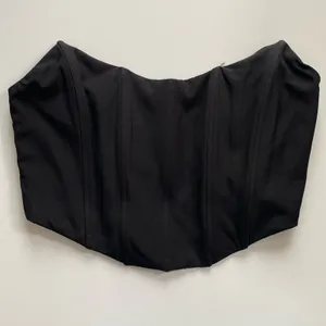 White Fox Boutique Black Strapless Corset Bandeau Crop Top Size Small thumbnail 1