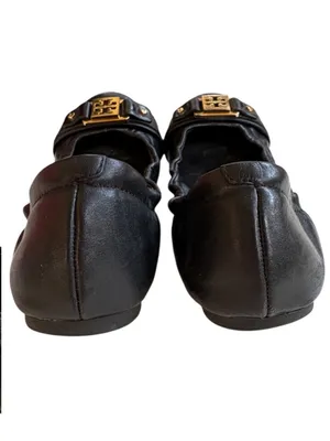 Tory Burch Leather Ambrose Ballet Flats Black Size 7 thumbnail 5