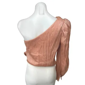 REVOLVE x Lovers + Friends Kendall Rose Metallic One Shoulder Tie Blouse Top S thumbnail 3