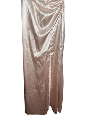 Birdy Grey Bridesmaid Catherine Shiny Strapped Maxi Dress in Champagne size S thumbnail 9