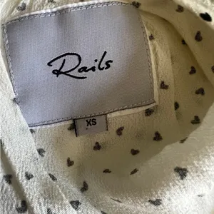 Rails Womens Blouse Heart Print Peplum Ruffle Sleeve White Extra Small thumbnail 6