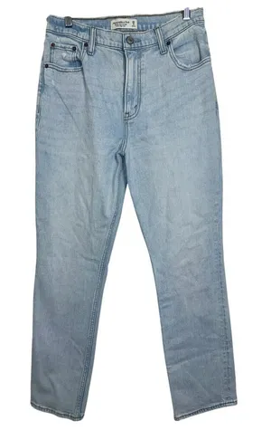 Abercrombie & Fitch 90s Slim Straight Ultra High Rise Blue Denim Jeans Size 29 8 thumbnail 1
