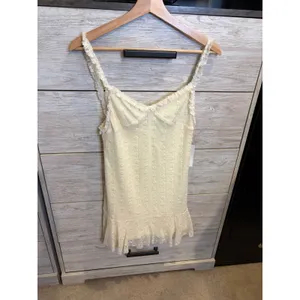 MOD On Trend Lace Ruffle Bottom Dress Ivory White Mini D20959B Womens Large thumbnail 2