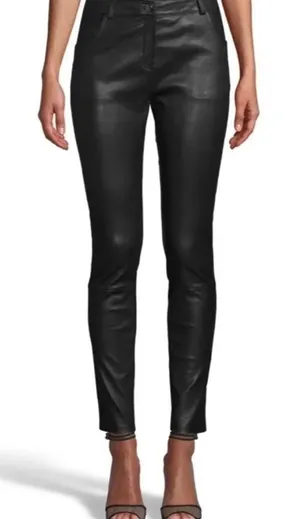 Nicole Miller Artelier black lamb leather pants thumbnail 1