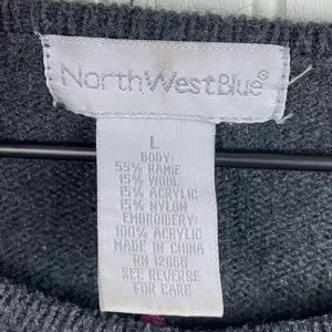 Vintage 90s Y2K Northwest Blue Wool Blend Nordic Embroidered Cardigan Size Large thumbnail 6