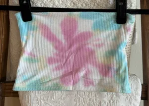 NWOT Emma & Sam from LF Cloud Pastel Multicolored Tie Dye Ribbed Tube Top thumbnail 1