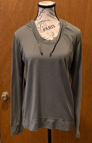 Old Navy Women’s Large Gray Olive Green Long Sleeve Hoodie Top Hooded T-Shirt thumbnail 1