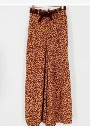 Free People Leopard Print Wide-Leg Pants thumbnail 3