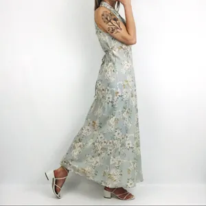 Vintage 90’s Sleeveless Botanical Maxi Dress | Size M thumbnail 6