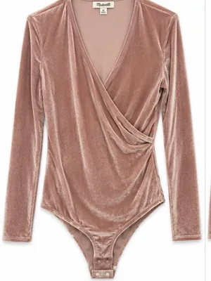 Madewell Velvet Wrap Bodysuit – Size Medium thumbnail 1
